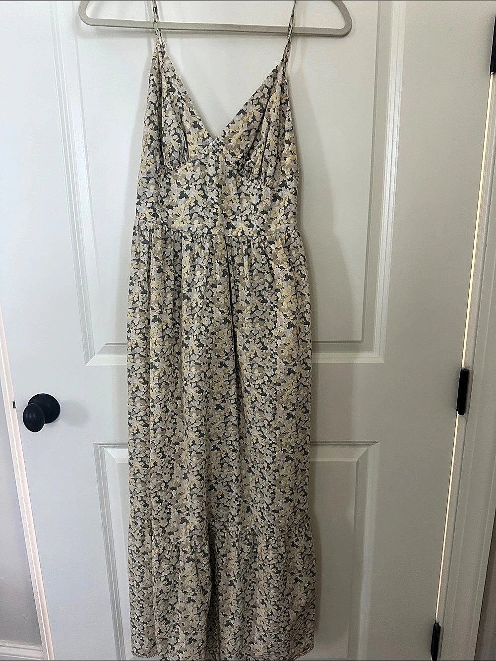 Floral Maxi Dress in Green  & Yellow and Taupe Like New